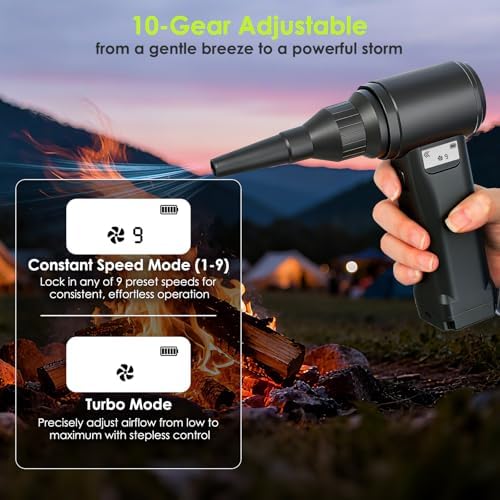 Electric Compressed Air Duster, 300,000RPM Cordless Air Blower for Dust Removal, Duster/Vacuum 2-in-1 with 10 Speeds, 20000mAh Rechargeable & 5 Nozzles Dust Blower for PC, Keyboard, Car, Outdoor - Image 3