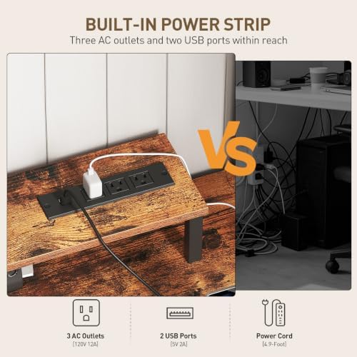 RALGEND Gaming Desk with Shelves and Storage, Computer Desk, Rustic Brown - Image 6