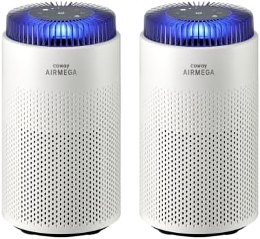 COWAY Airmega 50 Air Purifier 2-Pack Bundle, ENERGY STAR Certified, True HEPA & Carbon Filter for Smoke, Allergies, Pet Dander, Odor, AQI Monitor, Auto Mode, 2yr Warranty, White by Coway