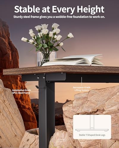 BIZUM Standing Desk Electric Adjustable Computer Desk-Stand up Desk Office Gaming Home Office Memory Desks 48x24 inches Wild Walnut - Image 5