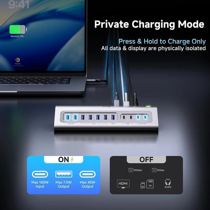 Gitfos Powered USB Hub, 18 in 1 USB C Hub with 4K HDMI, 10Gbps, PD 100W - Image 5