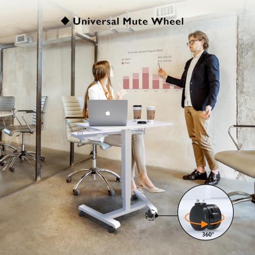 BONTEC Mobile Standing Desk with Keyboard Tray, Mobile Podium on Wheels - Image 7