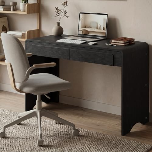 Bestier 47" Computer Desk with 2 Drawers, Modern Wood Writing Desks, Black by Bestier