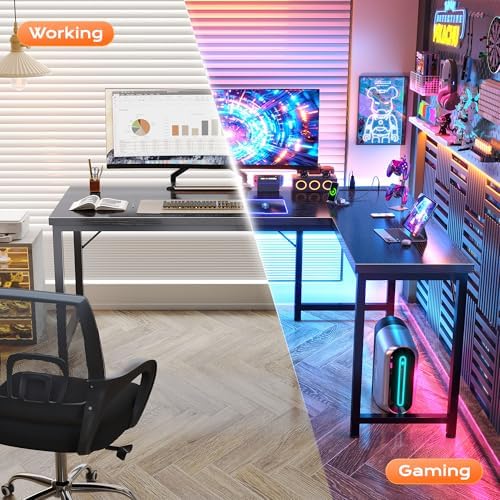 Huuger 55 Inch L Shaped Desk with Power Outlets & 0.95 Inch Thicker Desktop - Image 6
