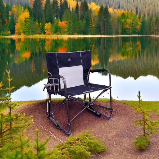 GCI OUTDOOR Freestyle Rocker with Side Table Camping Chair | Portable Folding Rocking Chair with Solid, Durable Armrests, Drink Holder & Comfortable Backrest — Heathered Indigo - Image 2