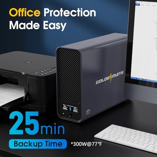 GOLDENMATE 1000VA/600W Lithium UPS Battery Backup & Surge Protector, Gray - Image 6