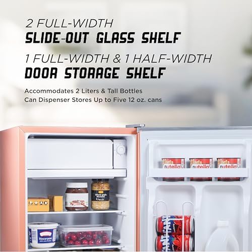 ICEBOX 2.5 Cu. Ft. Compact Refrigerator, ENERGY STAR Certified Small Refrigerator, Single Door Mini Fridge with Chiller Compartment, R600a Refrigerant, IBCR25BLS, Blush Red - Image 3