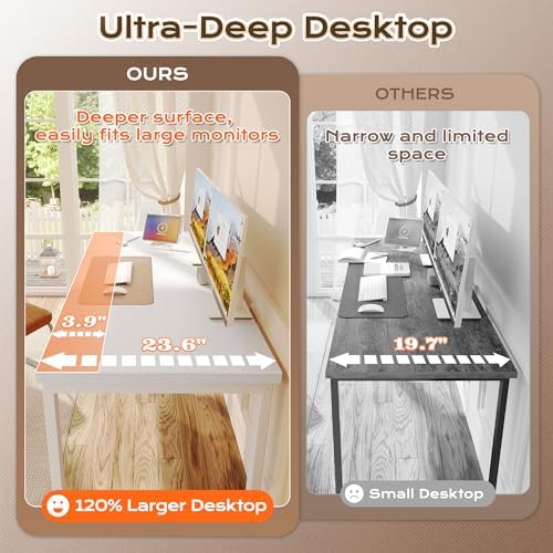Huuger 55 x 24 inch Desk with Power Outlets & 0.95 Inch Thicker Desktop - Image 7