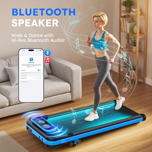 OWLSKY Walking Pad & App, 2 in 1 Under Desk Treadmill for Home & Office, 2.5 HP Quiet Mini Treadmill Max 250 lbs with Remote Control & LED Display, Compact Tapis Roulant (Blue) - Image 2