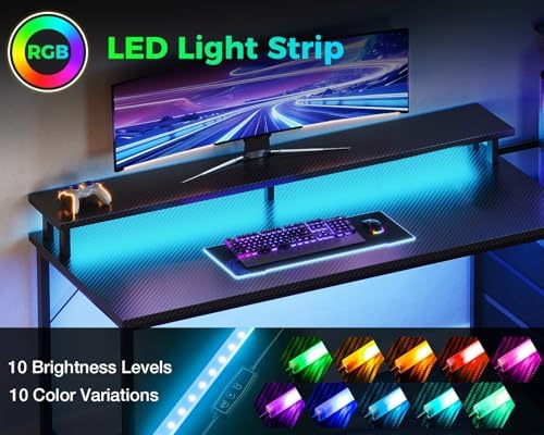 AODK Gaming Desk w/PC Showcase Stand, 59" Reversible, RGB LED - Image 4