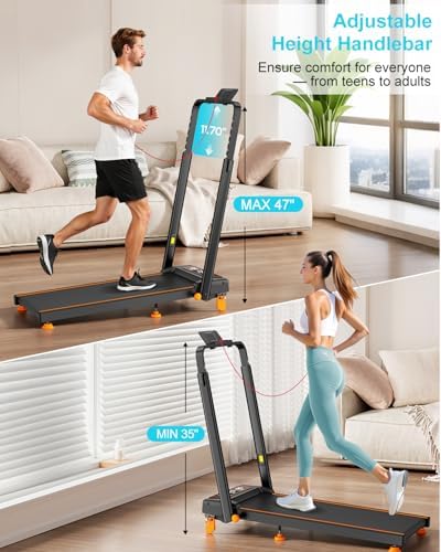 Rayspace Walking Pad with 12% Incline/Adjustable Height, Upgraded 3.5HP Walking Pad with Handle Bar, 4 in 1 Foldable Under Desk Treadmill, Electric Portable Treadmills for Home 350LBS, LED Display - Image 2