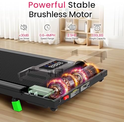 Akluer Walking Pad with Incline Under Desk Treadmill for Home Office - Image 3