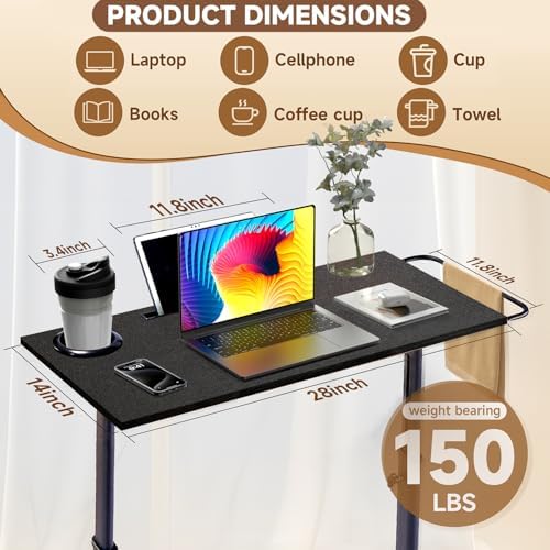 Adjustable Treadmill Walking Pad Desk, for Bike/Cycling Trainer, Workstation Standing Desk, Trainer Stand Table for Indoor, Treadmill Attachment-Exercise While Working or Watching TV, Black - Image 2