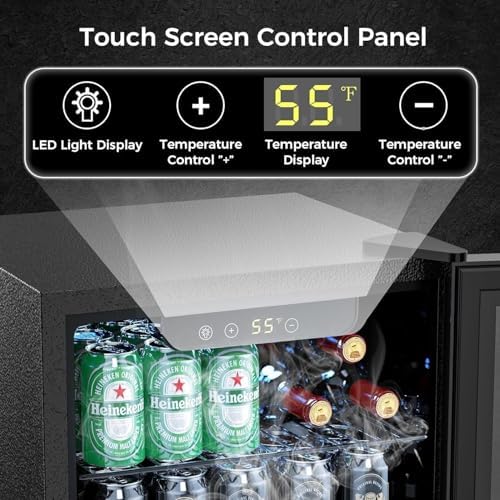 COWSAR 2.65 Cu.ft Wine Fridge, ETL Approved Beverage Refrigerator 95 Can Quiet Freestanding Mini Wine Cooler Clear Front Glass Door, Quiet Operation, Adjust Temperature for Home Bar, Drink Fridge - Image 4