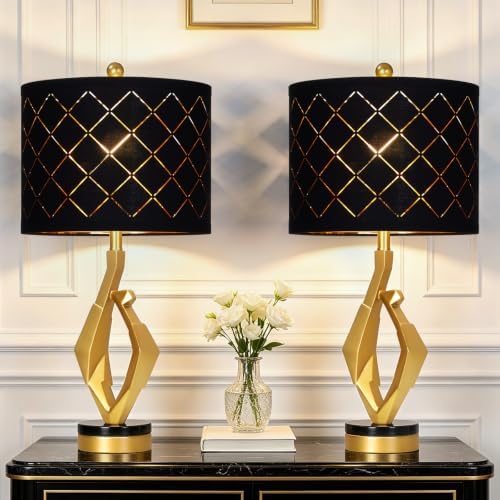 CINSARY 30" Tall Black and Gold Table Lamps Set of 2 for Living Room - Image 6