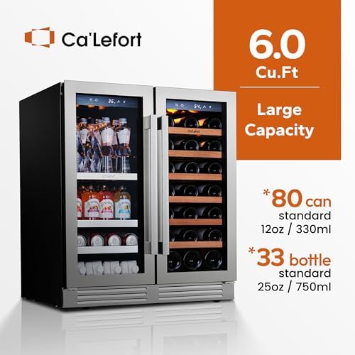 Ca'Lefort 30 Inch Wine & Beverage Fridge, Dual Zone Built-In Wine Cooler - Image 2
