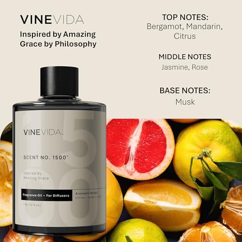 VINEVIDA [16 Fl Oz] Scent NO. 1500 Fragrance Oil for Cold Air Diffusers, Aromatic Notes of Citrus Musk Rose, Essential Oils for Diffuser Oil Refill & Air Freshener Room Spray - Image 2