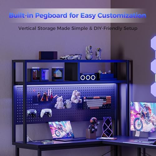 Mericonia 59 inch L Shaped Desk with Pegboard, Large Corner Gaming Desk - Image 3