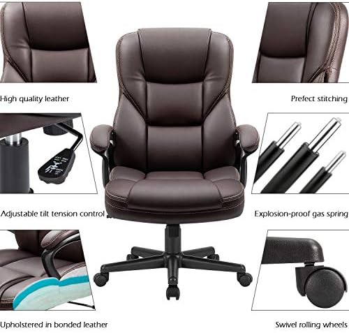 Furmax Office Executive Chair High Back Adjustable Managerial Home Desk Chair, Swivel Computer PU Leather Chair with Lumbar Support (Brown) - Image 4
