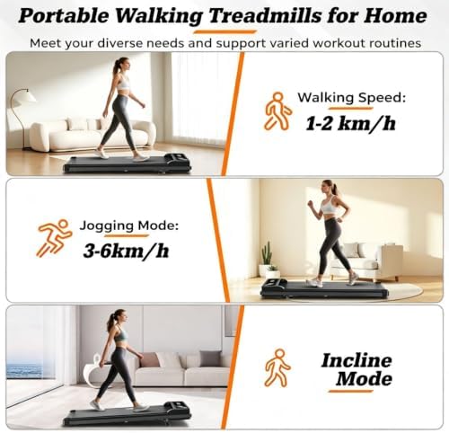Walking Pad Under Desk Treadmill, Adjustable Incline, Black ZBJ‑JY05 - Image 4