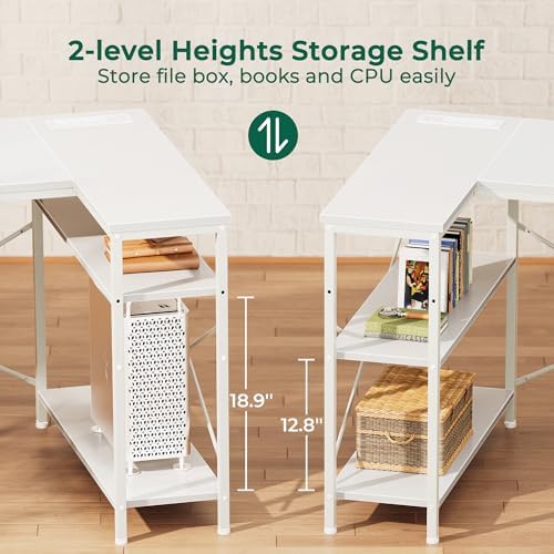 Huuger L Shaped Office Desk with Power Outlets & 3 Drawers - Image 7