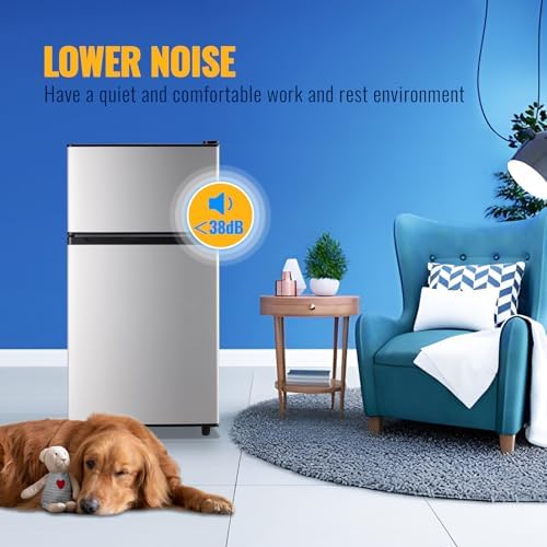 WANAI 100L Silver Mini Fridge With Freezer Compact Refrigerator for Dorm - Image 5