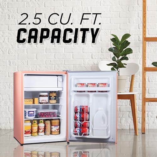 ICEBOX 2.5 Cu. Ft. Compact Refrigerator, ENERGY STAR Certified Small Refrigerator, Single Door Mini Fridge with Chiller Compartment, R600a Refrigerant, IBCR25BLS, Blush Red - Image 2