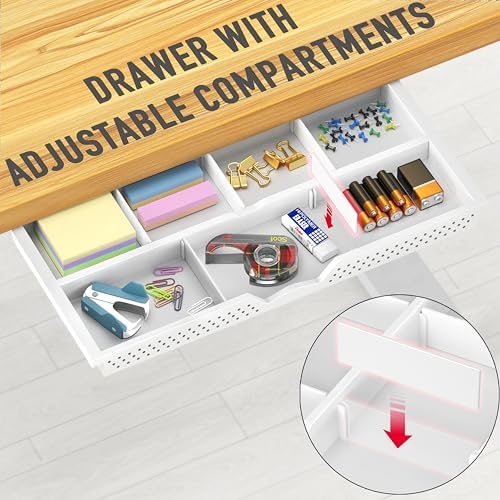 SHW 40-Inch Electric Height Adjustable Standing Desk w/Drawer, Oak - Image 4