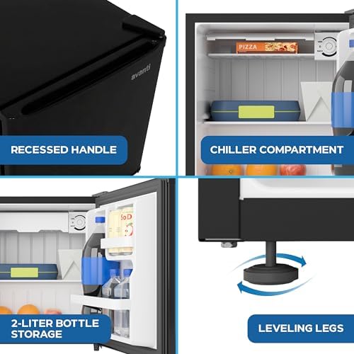 Avanti Mini Fridge 1.6 Cu. Ft. Compact Refrigerator for Dorm, Office & Bedroom, Chiller Compartment, Glass Shelf, Reversible Door, ENERGY STAR, Black - Image 4