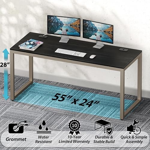 SHW 55-Inch Commercial-Grade Office Computer Desk, Espresso - Image 4