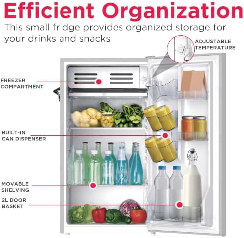 Frigidaire Retro Compact Fridge with Chiller, 3.2 cu ft Countertop Fridge with Built-In Bottle Opener, Compact Refrigerator for Office, Bedroom, Dorm Room or Cabin - 16.5"D x 19"W x 31"H (Moonbeam) - Image 4