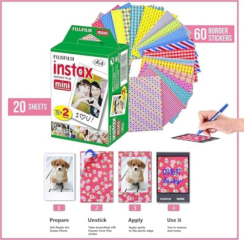 Fujifilm Instax Mini Link 3 Smartphone Printer Sage Green + Fuji Film Value Pack (20 Sheets)+ Shutter Accessories Bundle, Incl. Protective Case, 20 Sticker Frames, USB Type C Cable - Image 3