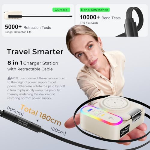 8-in-1 Foldable Wireless Charging Station for Apple Devices with Clock, 65W - Image 5