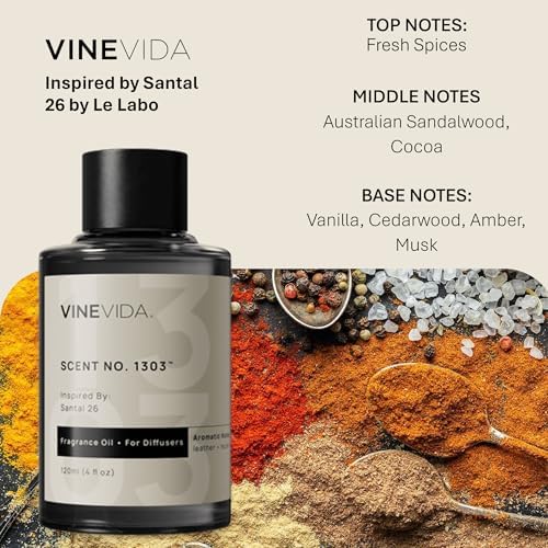 VINEVIDA [4 Fl Oz] Scent NO. 1303 Fragrance Oil for Cold Air Diffusers, Aromatic Notes of Leather Musk Sandalwood, Essential Oils for Diffuser Oil Refill & Air Freshener Room Spray - Image 2