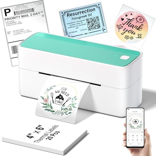 Phomemo Bluetooth Thermal Shipping Label Printer, 241BT Wireless Thermal Label Printer for Shipping Packages, Inkless Thermal Shipping Label Printer, Compatible with iPhone, Android, Green by Phomemo