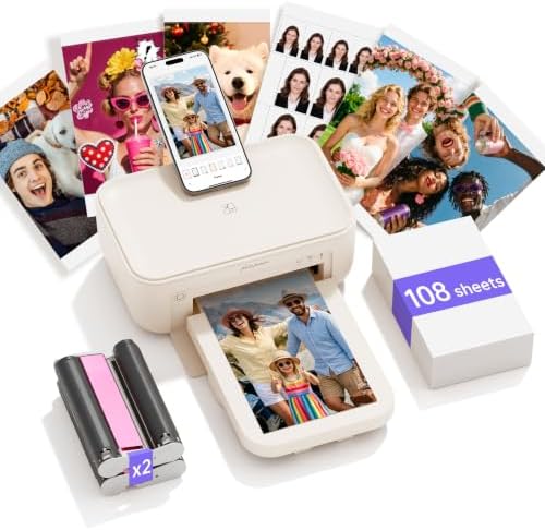 HPRT 4x6 Photo Printer for iPhone & Android, Beige 108 Sheets by HPRT