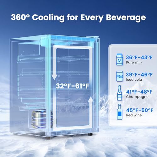 Feelfunn 4.5 Cu.Ft Beverage Refrigerator, 145 Can Mini Fridge, Silver - Image 3