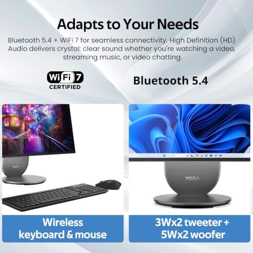 Lenovo Yoga All-in-One Desktop AI PC, 27" QHD IPS+120Hz Display, Intel Ultra 7 255H, 16GB LPDDR5X, 3TB Storage(2TB SSD&1TB Docking Station), Intel Arc GPU, Wireless Charging, Wi-Fi 7, Win 11 Pro, Gray - Image 6