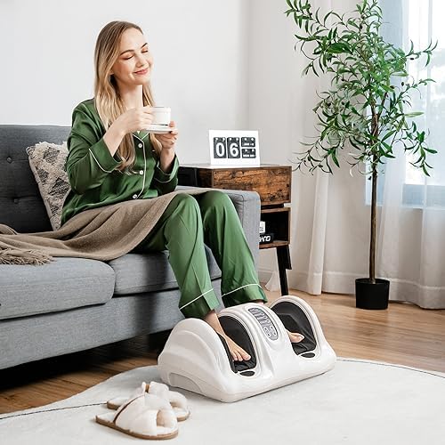 Giantex Shiatsu Foot Massager Machine for Feet, Leg Calf Ankle, Relieve Pain, Spa Gift Deep Kneading Rolling Massage, Electric Shiatsu Feet Massager w/Remote, 4 Modes, White - Image 2