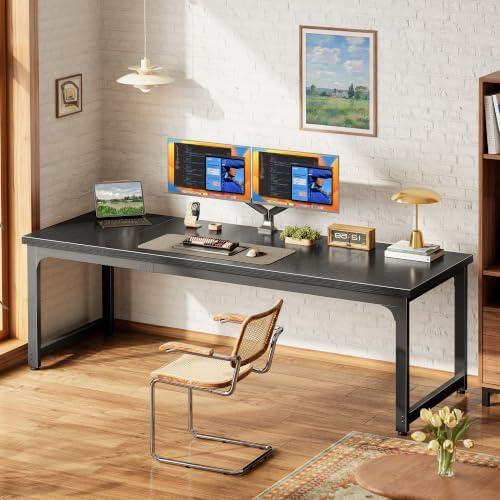 PRAISUN 70.9 x 24 Inch Computer Desk, 0.95'' Thicker, Heavy Duty, Black - Image 4