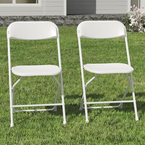 White Folding Chairs 2 Pack for School Events Wedding Parties Picnic by IWDOO