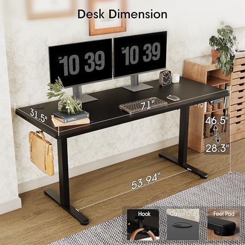 Monomi Large Electric Standing Desk 71“x31.5“ Height Adjustable,Black - Image 3