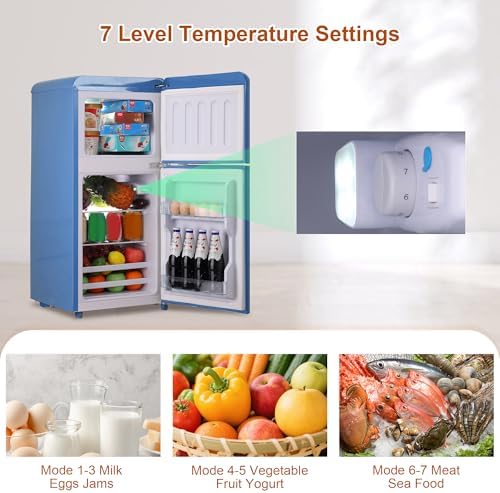 Retro Mini Fridge with Freezer 3.5 Cu. Ft, Small Refrigerator Dual Door - Image 4