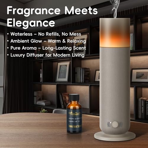 Waterless Diffuser with Fabric-Wrapped Design, OliveTech Cold Air Scent Diffusers for Home & Office, Hotel Collection Diffuser, Adjustable Intensity, Ambient Light, 1 x 30ml Essential Oil Included - Image 6
