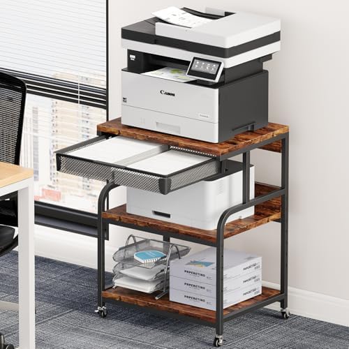 EasyCom 23.6"×18.9" Extra Large Printer Stand with Drawer & Wheels by EasyCom