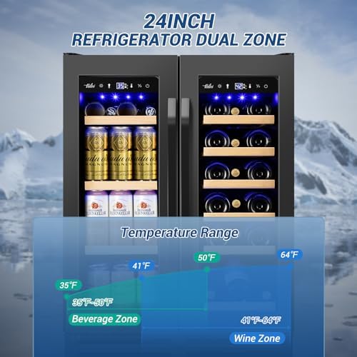 Velivi 24'' Wine and Beverage Refrigerator UnderCounter Fridge Dual Zone - Image 2