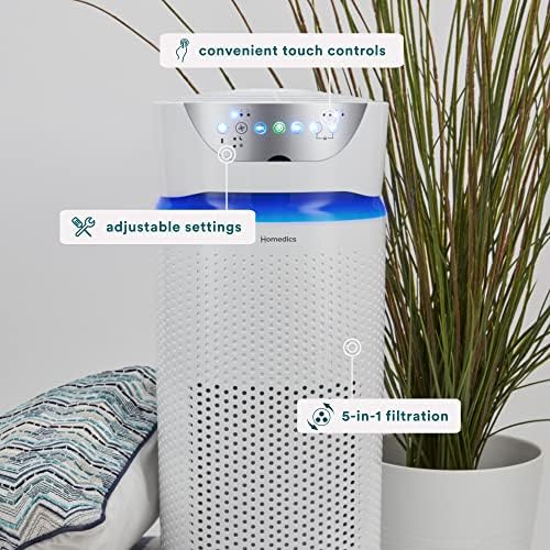 Homedics 5-in-1 UV-C Air Purifier - 360-Degree HEPA Filter for 1,593 Sq Ft - Image 3