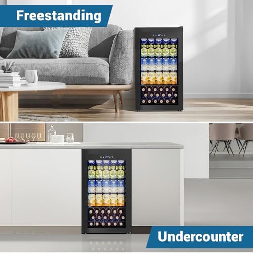 Velivi Mini Fridge 3.2 Cu.Ft Small Beverage Refrigerator 126 Can Lockable Drink Cooler with Glass Door, Safety Lock, for Beer Soda Black - Image 7