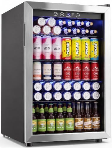 Icyglee 145 Can Mini Fridge, 4.5 Cu.Ft Beverage Refrigerator Cooler, Silver by ICYGLEE