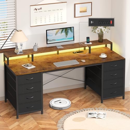 60" Computer Desk with 8 Drawers & Monitor Stand for Home Office, Bedroom by YomiluveDesign